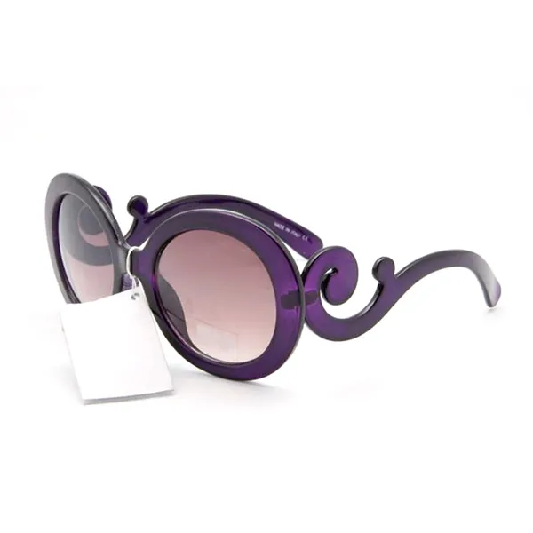 الموضة الرجعية فن جولة كبيرة الإطار نظارة شمسية أعلى جودة نظارات امرأة الصيف ظلال ملونة UV400 مع مربع Cat العين الزخرفية mod240d