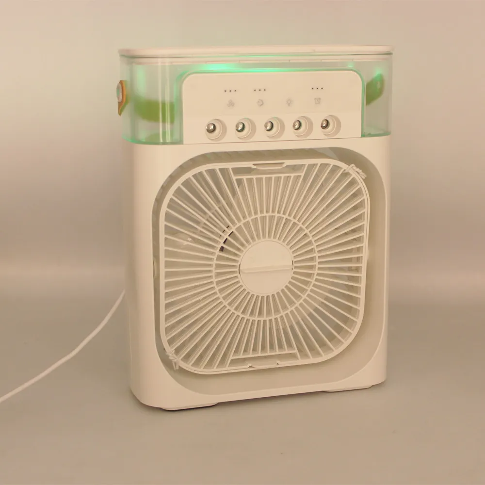 Draagbare mini-airconditioner luchtkoelventilator met 7 kleuren LED-verlichting USB luchtkoeler ventilator luchtbevochtiger luchtreiniger nachtlampje voor home281C