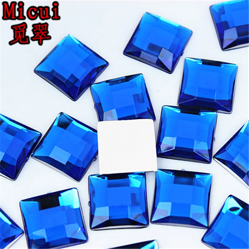 Micui 100 stks 14mm Mix kleur Acryl Strass Plaksteen Kralen Vierkante Strass Kristallen en Steen Voor Kleding Jurk Craft decoratie3035