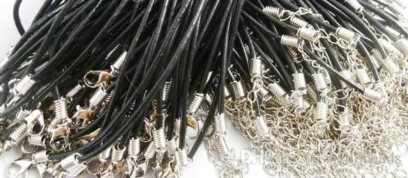 1mm 1 5mm 2mm 3mm 100 Stück Schwarz verstellbar Echtes ECHTES Leder Halskettenband für DIY Handwerk Schmuckkette 18'' mit Lobst304z