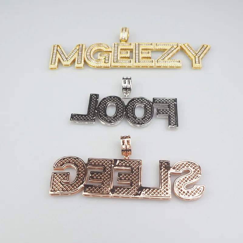 A-Z Nome personalizzato in oro bling bling ghiacciato bling cz collana lettera uomini donne hip hop gioielleria collana281j281j