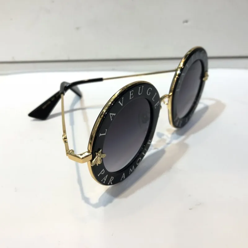Luxury - 0113 Lunettes de soleil de créateurs pour les femmes Fashion Round Style Summer Black Gold Framear Eyewear Top Quality UV Protection Lens Vendre avec 292U
