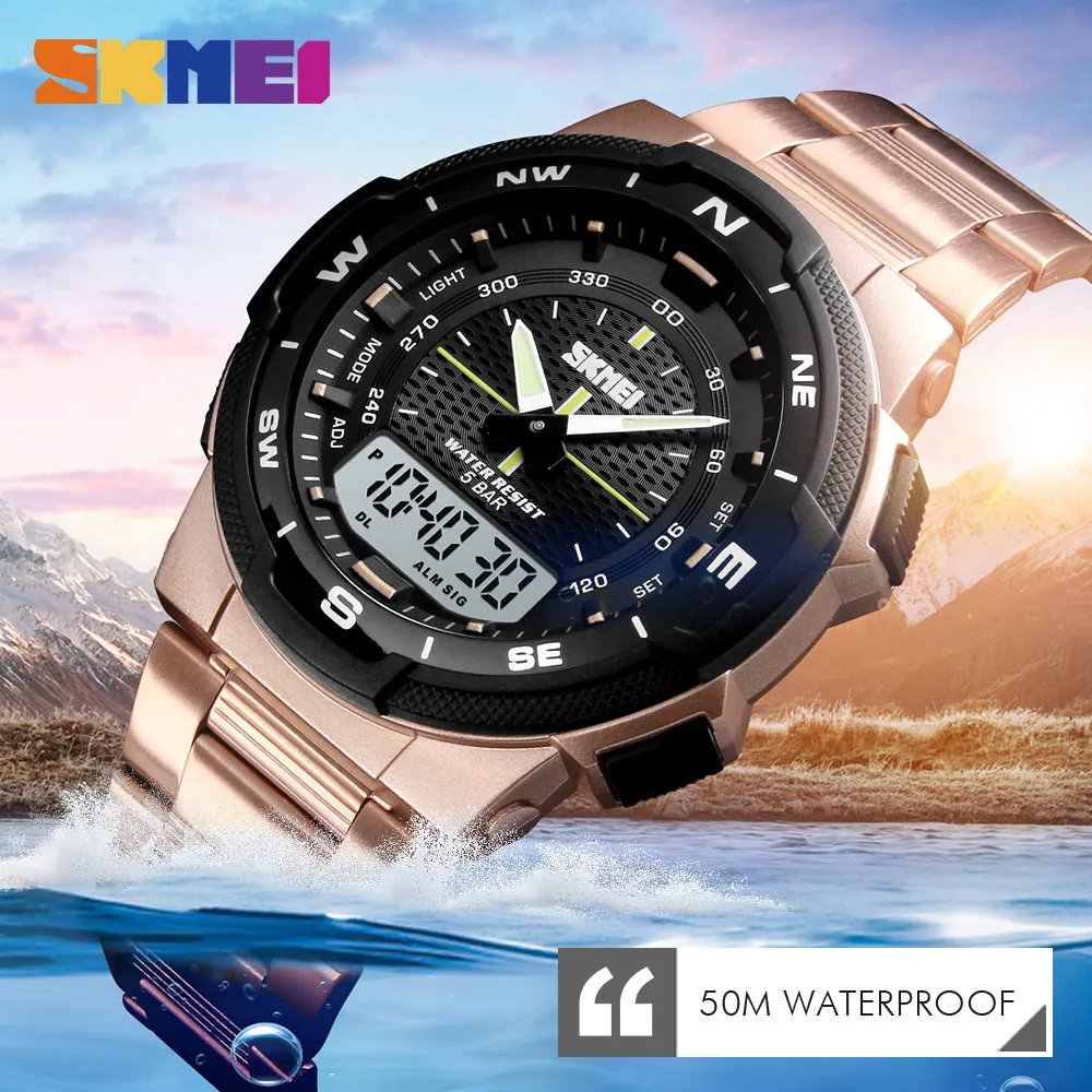 Skmei Watch Men Fashion Sport Quartz Clock Mens Watches Top Brand Luxury Full Steel Business Watch Watch Watch Relogio Massulino252G