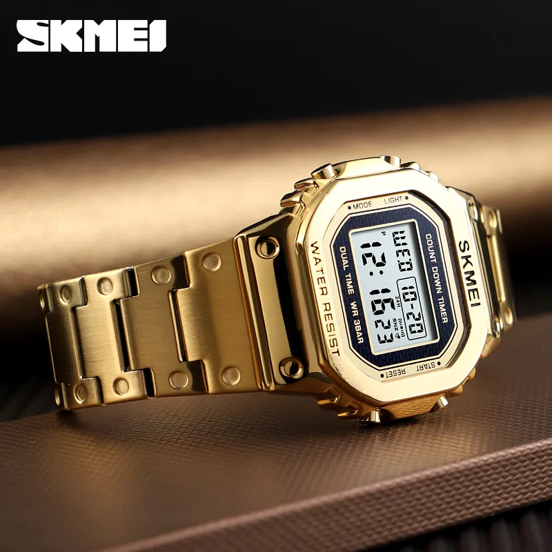 2019 Skmei Relogio Masculino 1456 Men Electronic Digital Watch Chronograph Clockデュアルタイムディスプレイスポーツ時計男性腕時計276S
