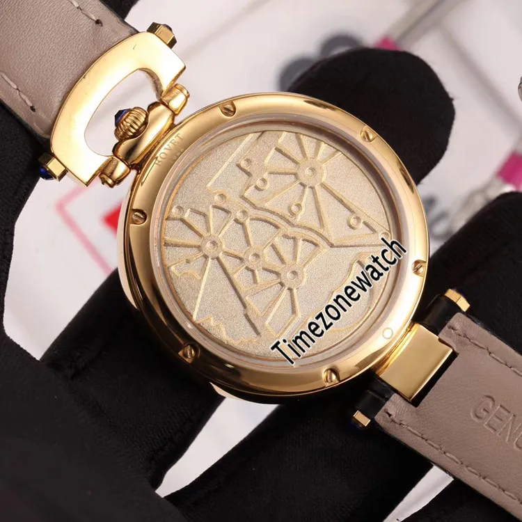 Nuevo Bovet Fleurier Amadeo 46 mm Reloj de cuarzo suizo para hombre Oro amarillo de 18 quilates Tatuaje de tigre Esfera pintada Correa de cuero Relojes Timezonewat278w