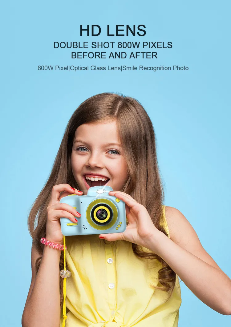 NOUVELLEMENT MINI RECHARGable C3 Kids Camera 1080p HD Children Digital Front arrière selfie Cameras Child CamCrorder LCD Écran Gift6309950