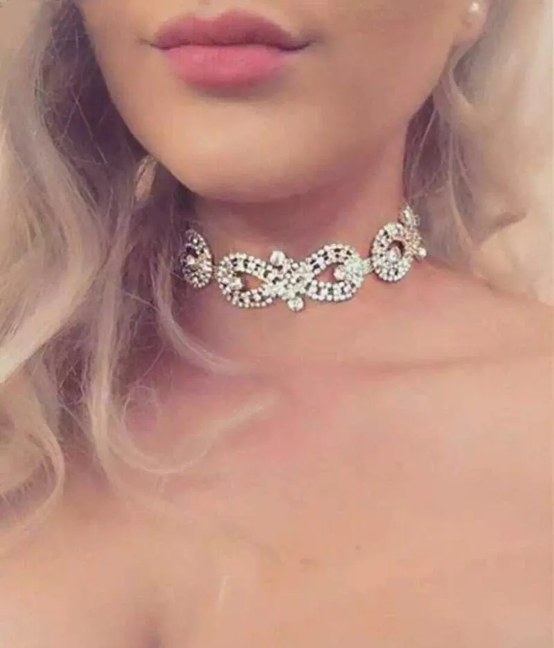 2 couleurs bijoux discothèque super sexy tour de cou avec perles de verre nouveauté costume mode strass cristal large collier collier for3239