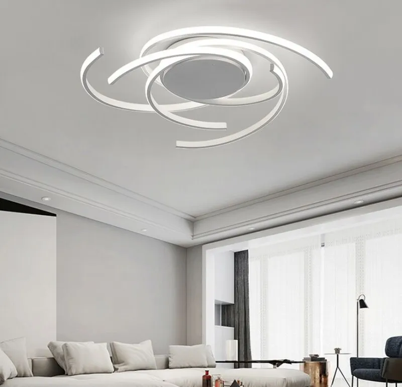 Creatieve moderne LED-plafondverlichting Woonkamer Slaapkamer Studeerkamer Balkon Binnenverlichting Zwart Wit Aluminium Plafondlamp Armatuur L247o