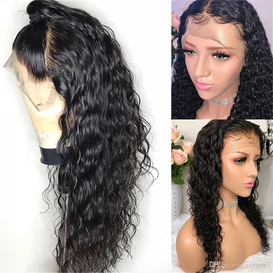 Brésil Hair Water Wave Lace Frontal Human Hair Wigs 134 Pré-cueillette brésilienne en dentelle humaine Wig 150 Wig densité Remy Black Woman8997184