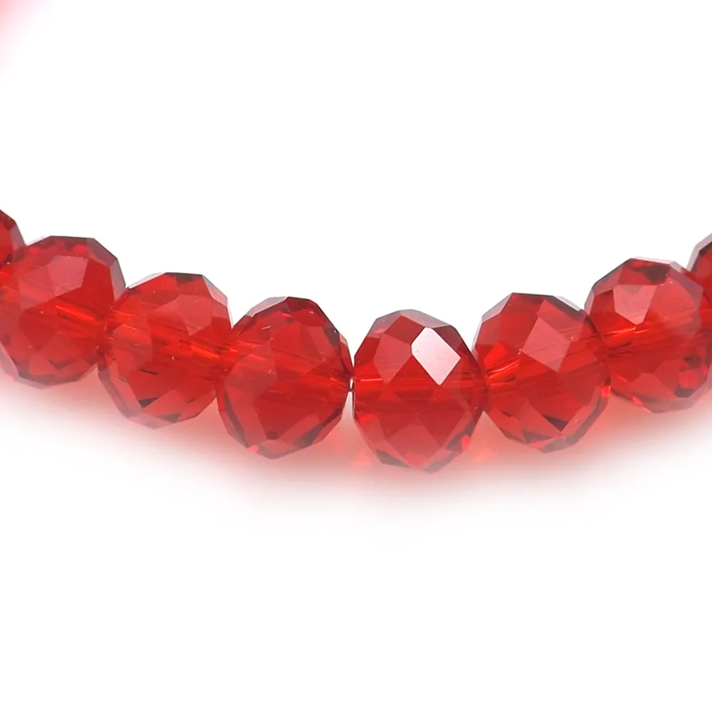 Red Color 8mm Faceted Crystal Beaded Bracelet For Women Simple Style Stretchy Bracelets Whole246h