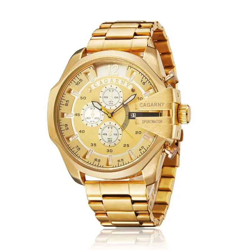 Reloj analógico de cuarzo para hombre Cagarny, reloj de pulsera deportivo a la moda, resistente al agua, negro, inoxidable, relojes masculinos, reloj Masculin268U