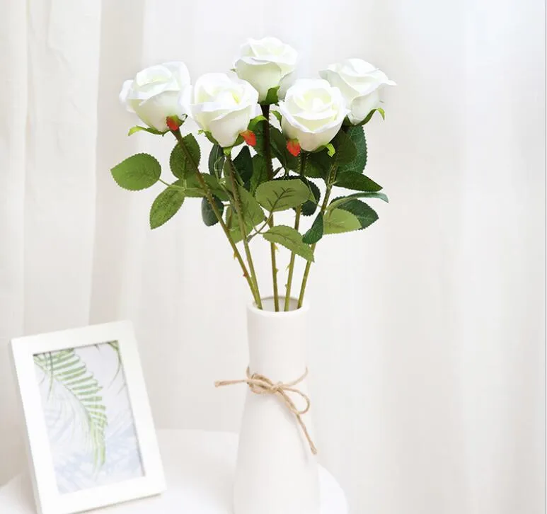 Красная роза, шелковые искусственные розы, белые цветы, бутон, искусственные цветы для дома, подарок на День святого Валентина, свадебное украшение, домашнее украшение Decorat260Q