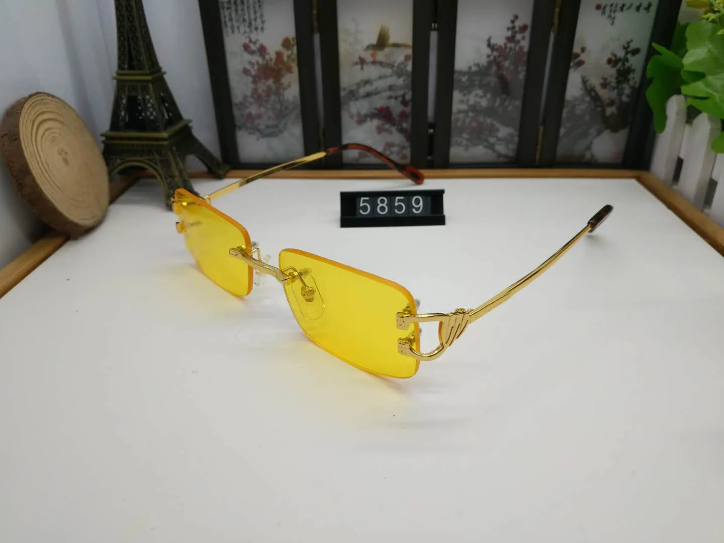 Mode överdimensionerade kantlösa solglasögon för män och kvinnor unik stil klar lins solglasögon metall ram buffel horn glas lunett2941
