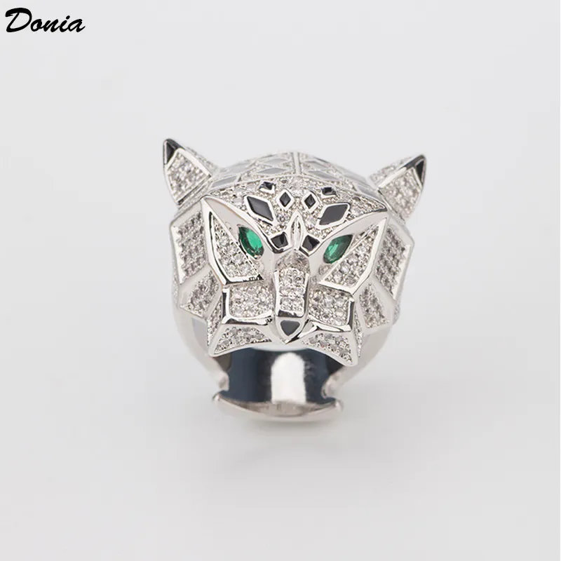 Donia bijoux bague de luxe mode tête de tigre cuivre incrusté zircon européen et américain créatif femme designer fait à la main cadeau224Z