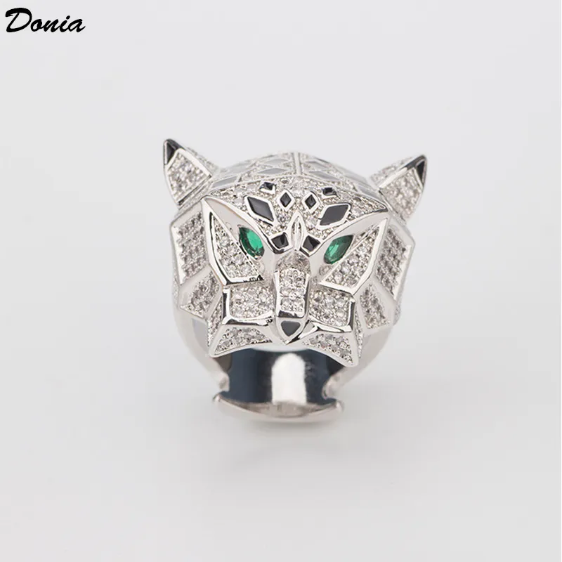 Ювелирные изделия Donia, роскошное кольцо, модное кольцо с головой тигра, медь, инкрустация цирконом, европейский и американский креативный женский дизайнерский подарок ручной работы, Gift224Z