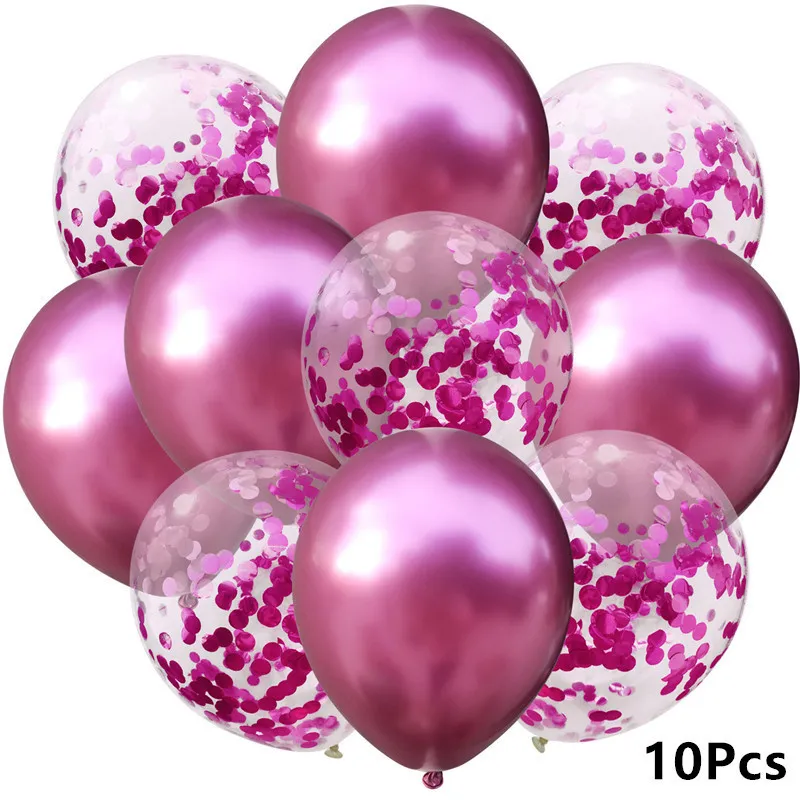 10 Stück gemischte Gold-Hochzeitsballons aus Metall, Konfetti-Luftballons, Geburtstagsparty-Dekorationen, Event-Partyzubehör