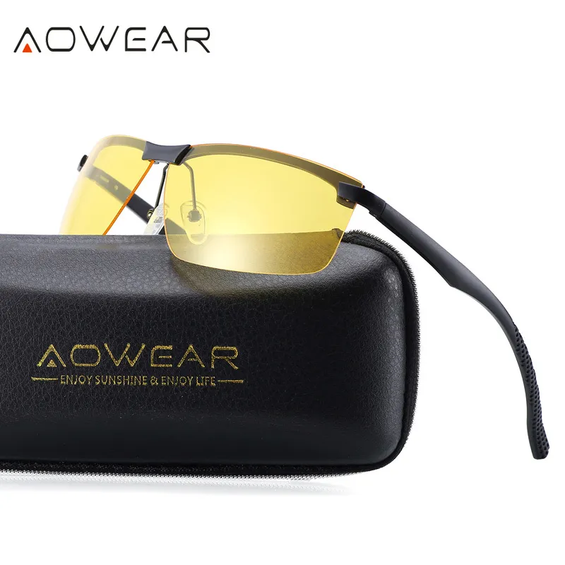 Vision nocturne pour hommes verres de lunettes de vue HD Voir les verres de conduite pour hommes Lunettes de soleil jaunes polarisées pour conducteur Oculos Gafas de Sol T 268U