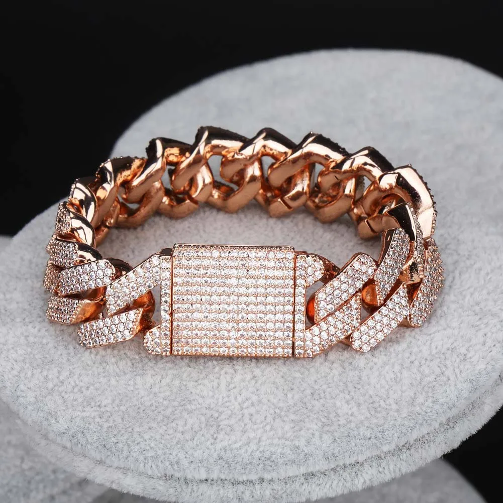 Bracelet Hip Hop de haute qualité avec pendentif à ongles en diamant complet, pendentif en cuivre et zircone cubique, ensemble de 4 couleurs, diamant Miami Cu213s
