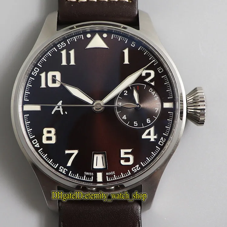 Versione top ZFF Big Pilot 500908 Riserva di carica di 7 giorni Quadrante blu Cal 51111 Automatico 500916 Orologio da uomo Cassa in acciaio Cinturino in pelle Spor2496