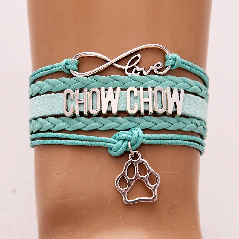 Chow Chow armbanden Dog Paw Charm Breys Puppy gevlochten armbandbanden handgemaakt leer1722202