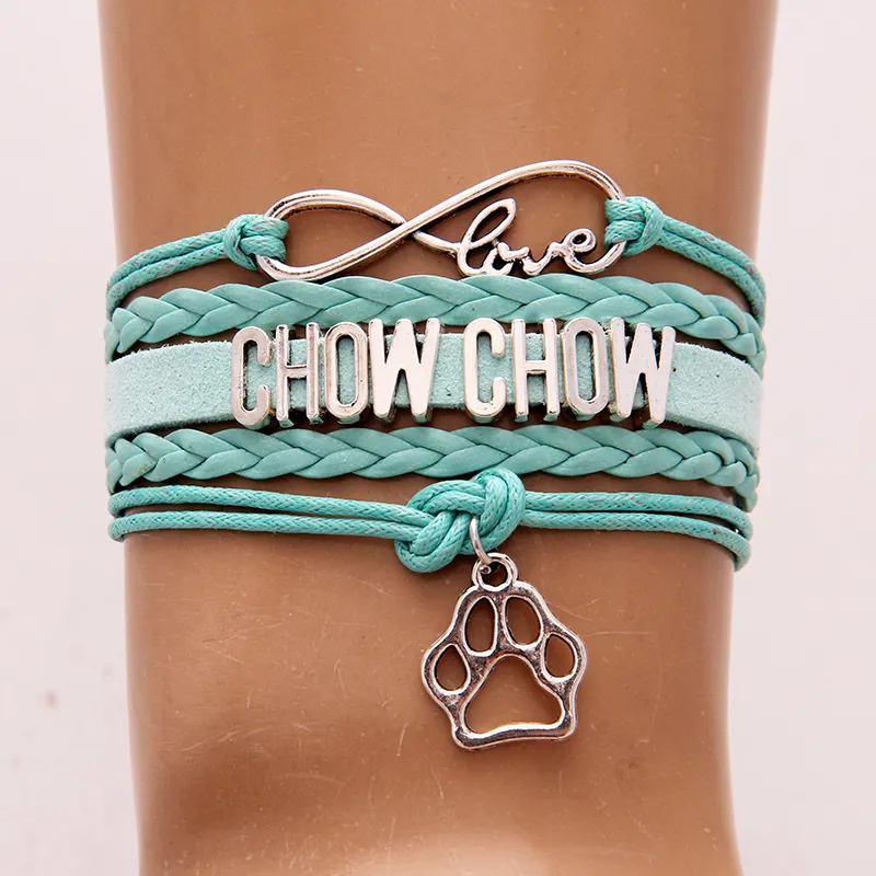 Chow chow bracelets chien de patte de patte de chien chiot bracelet tressé bracelet bracelets à la main en cuir 2845953