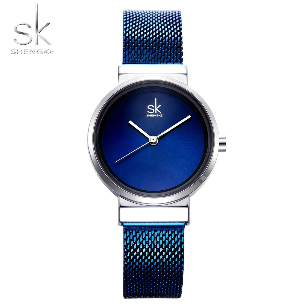 Shengke Orologio da polso blu Orologi da donna Orologi di marca di lusso in acciaio da donna al quarzo Orologi da donna Relogio Feminino Montre Femme2195