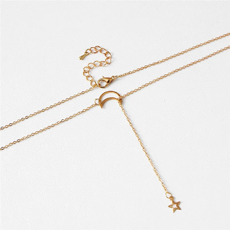 Estrella Luna colgante collar joyería para mujeres niñas oro plata moda tendencias marca encantos langosta broche enlace cadena gargantilla collares