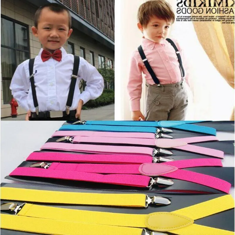 Baby Suspenders 65 2 5cm 42 färger Kid Clip-On Elastic Candy Y-form Justerbara barnstöd för Thanksgiving Day3046