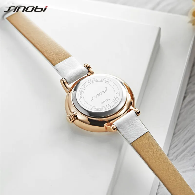 Sinobi nuove donne orologi semplici diamanti a increspazione quadri piccoli eleganti orologio rosso bianco orologio da polso da polso gift femminile 276f 276f