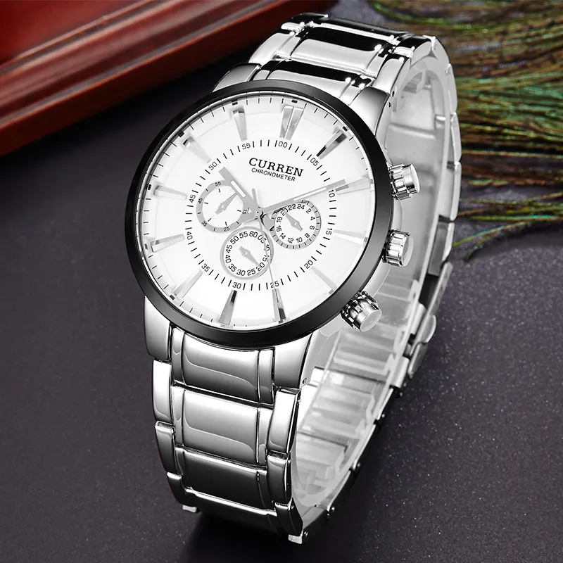 Curren relógio retro design moda aço completo quartzo relógio masculino novos esportes relógios de pulso dropship reloj homb255n