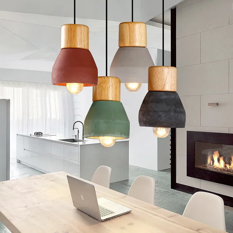 Loft Pendant Lamps Industrial LED Chandeliers Light Cement Wood Art Fixture Ceiling Chandelier199q