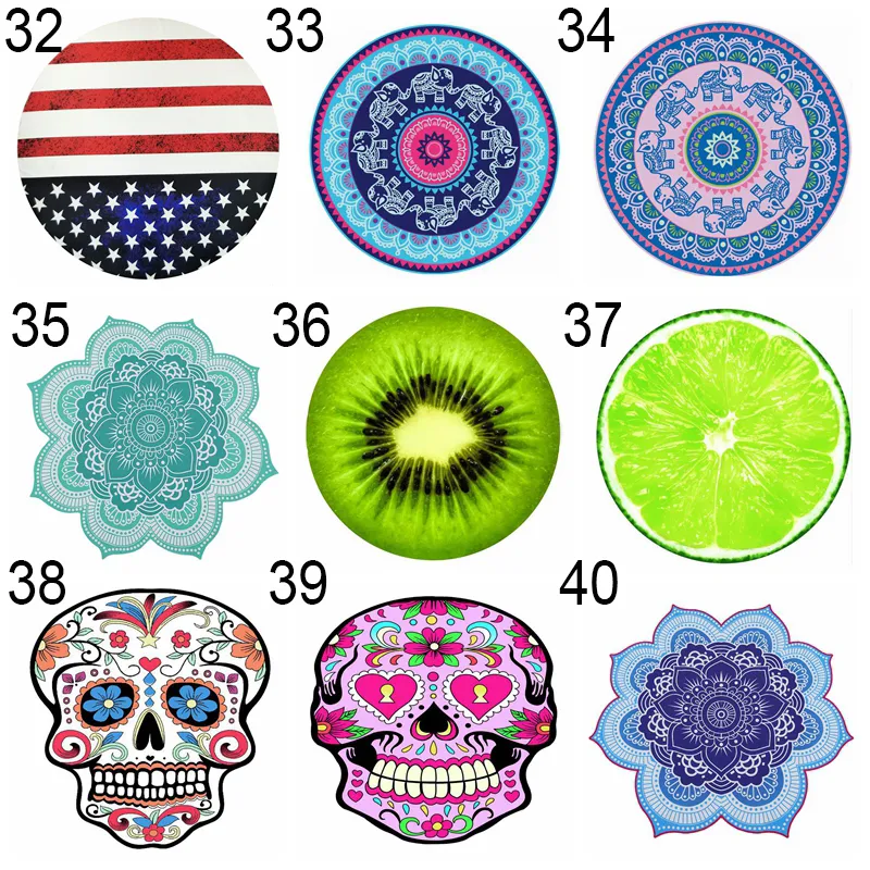 40 Styles Round Beach Towel Yoga Mat Feather Chiffon Microfiber Bikini Mandala Bikini Beach Cover Table Cloths Bohemian Towels BH2213 CY