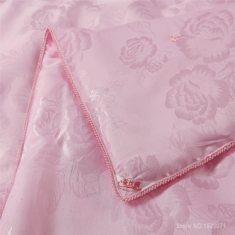 blanket mulberry silk blanket quilt comforter for winter summer king queen twin size white and pink handwork duvet329R