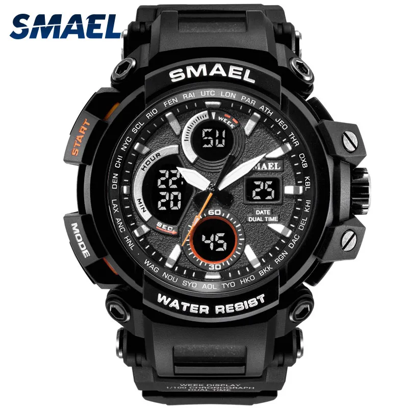 SMAEL Sport Watch for Men New Time Display Relógio Masculino Impermeável THOCK Resistente a Wristwatch Digital 1708278h