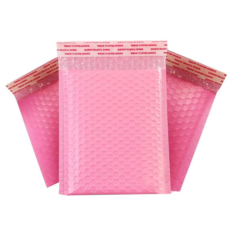 50 pièces enveloppe d'emballage rose enveloppes à bulles enveloppes rembourrées doublées Poly Mailer sac auto-scellant utilisable 13x18cm274j