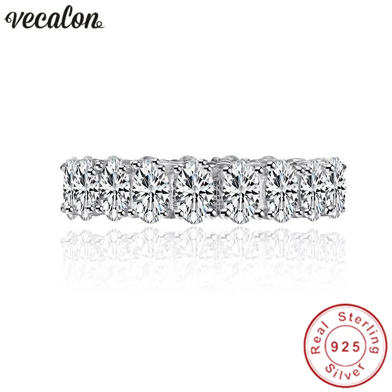 Whole Vecalon Fine Promise Ring 925 Sterling Silver Engagement Ring Oval Cut Diamond Weddingband Rings for Women Jewelry Gift250B