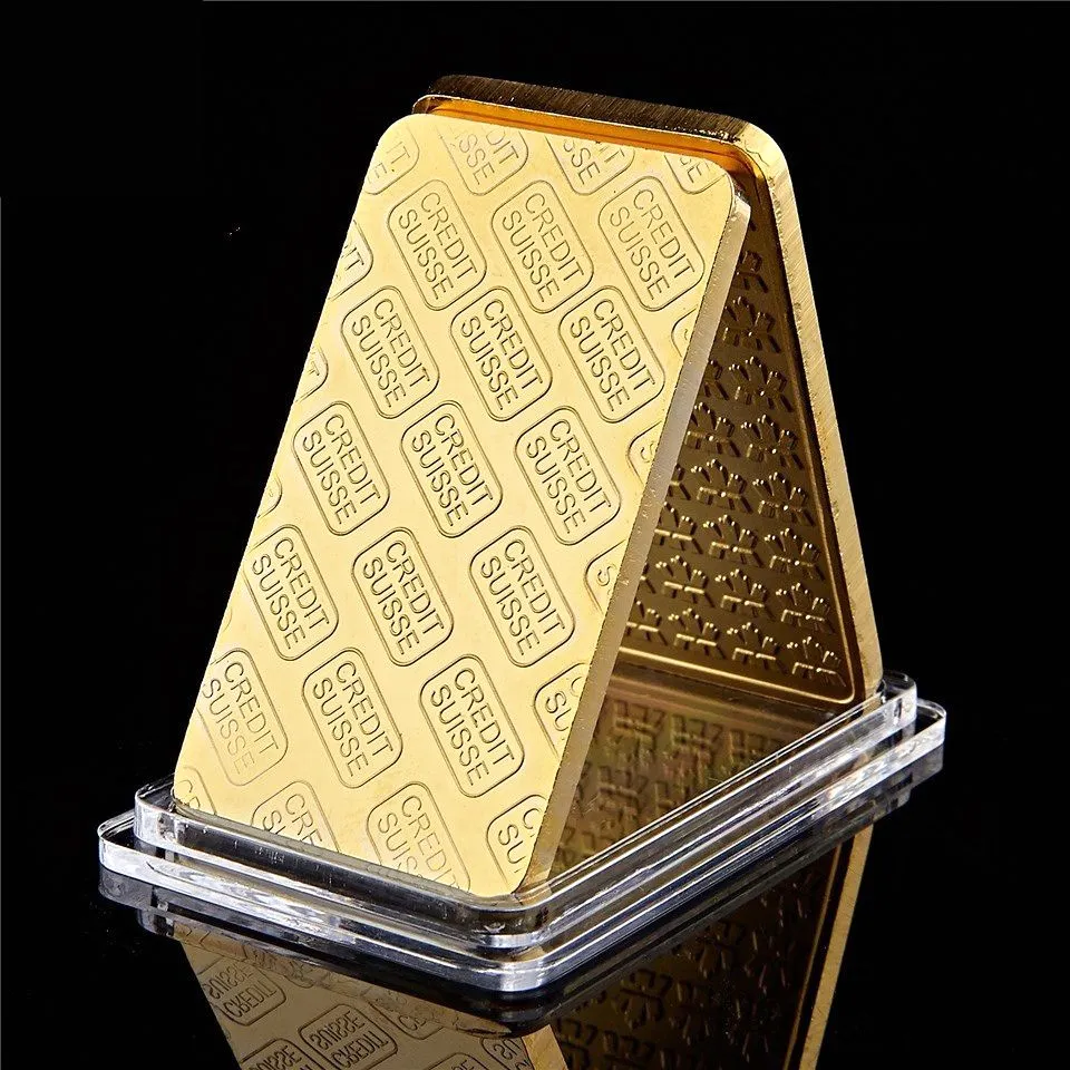 24k Artes e artesanato ouro banhado uma onça Fine 9999 Credit Magnetic Suisse Bullion com diferentes números9775681