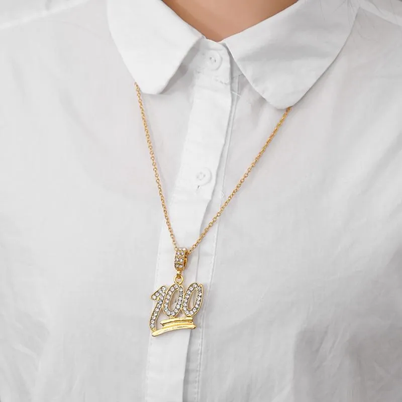 Mode enkel ihålig halsband guld full vit rhinestone 100 poäng hängsmycken studenthalsband smycken gåva301o