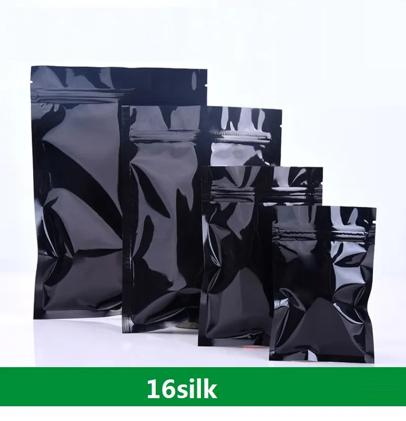 6*8cm 16silk أخضر حقيبة رقائق الألومنيوم مطلي بالألومنيوم مسطح السحب السحب إغلاق العظم جيوب شاي غذاء تغليف كيس التغليف