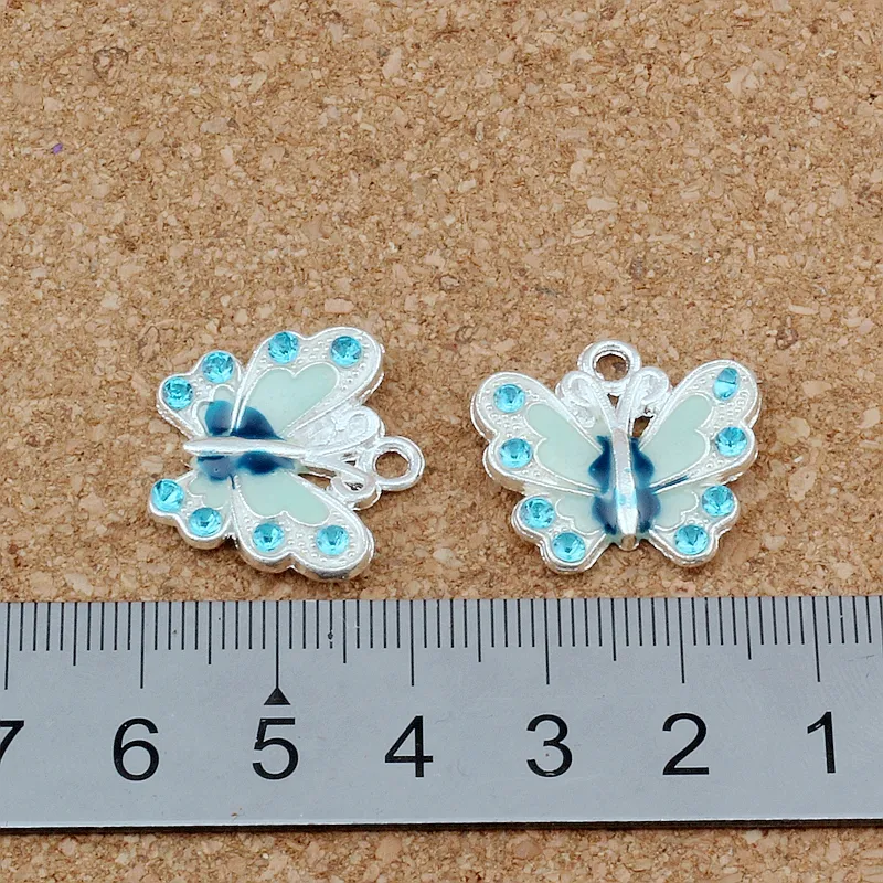 Blue Enamel Butterfly Charm Pendendants alliage de mode Bijoux de mode bricolage Bracelets Collier Boucles d'oreilles 22x20 5 mm A-505201P
