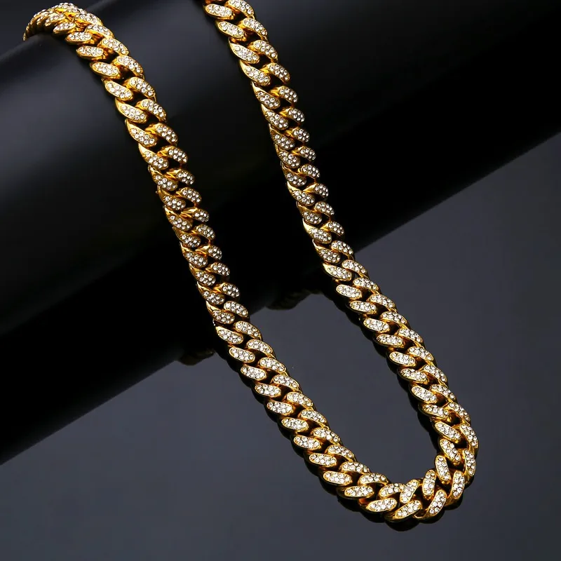 Mens Iced Out Chain Hip Hop Jewelry Moissanite Chain Halsband Armband Gold Silver Miami Cuban Link Chains Necklace229m