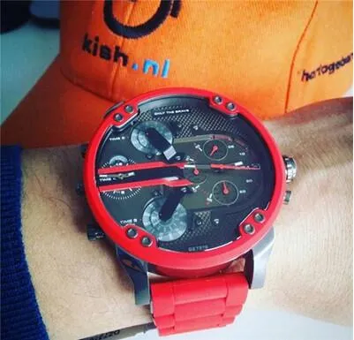 Casual Fashion Big Red Watch Brazylian Big Dial Watch Men Wojskowe Sport Watch Whatle DZ7370 Prezent292v