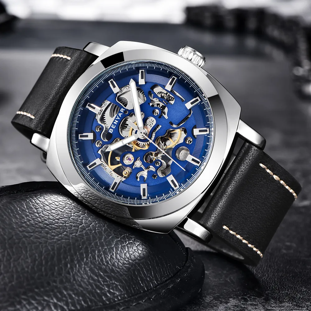 BENYAR мужские часы комплект Reloj Hombre лучший бренд автоматические механические водонепроницаемые кожаные спортивные часы мужские Relogio Masculino263o
