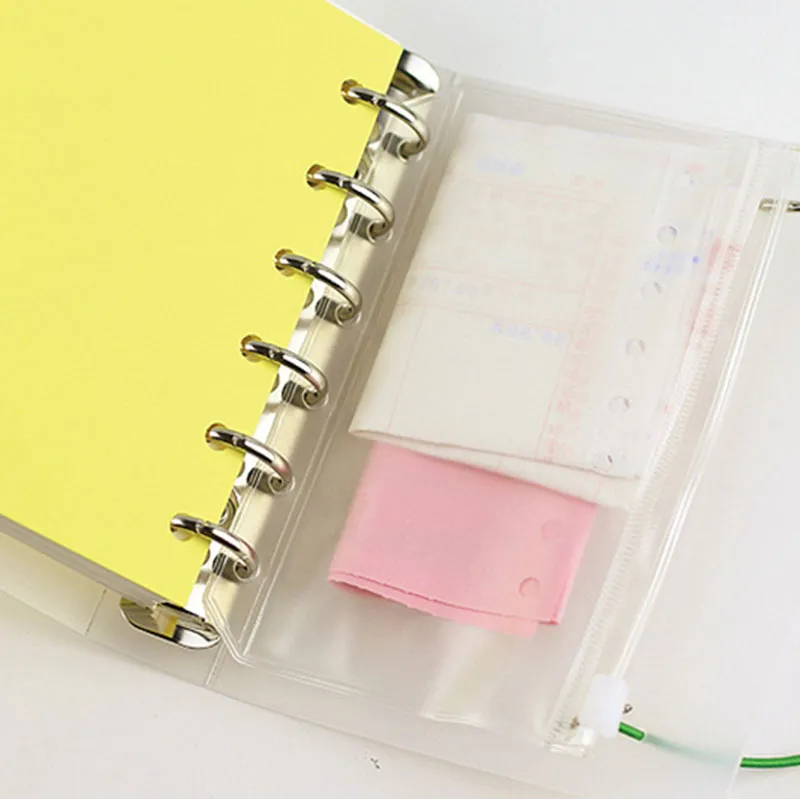 A5 A6 A7 Files Holder Standard Transparent PVC Loose Leaf Pouch with Self-Styled Zipper Filing Organizer Product Binder234a