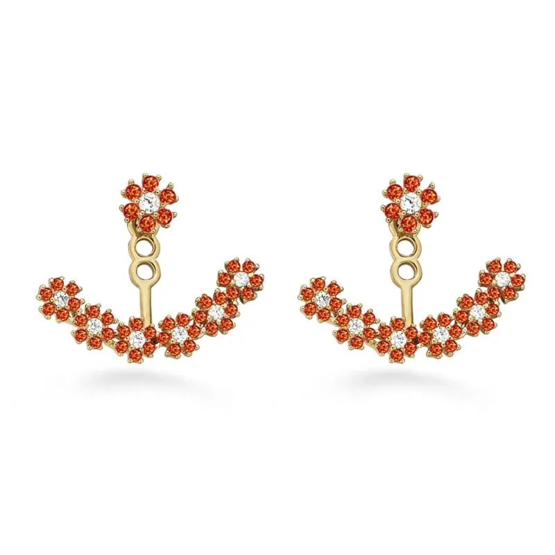 jshine 전면 및 후면 여성 여성을위한 Multicolor Crystal Snowflake Stud Earrings Charm 문장 꽃 이어링 패션 보석류 279K