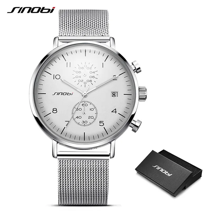 SINOBI nouveaux hommes montre marque affaires montres pour hommes Ultra mince Style montre-bracelet japon mouvement montre mâle Relogio Masculino3556