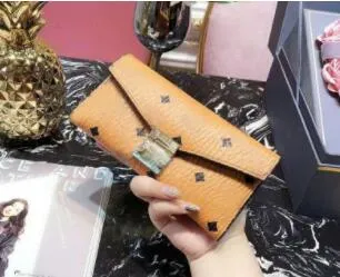 Korean Fashion Ladies Long Largecapacity Wallet Top Men M Leer gedrukte knop Wallet Holders234F