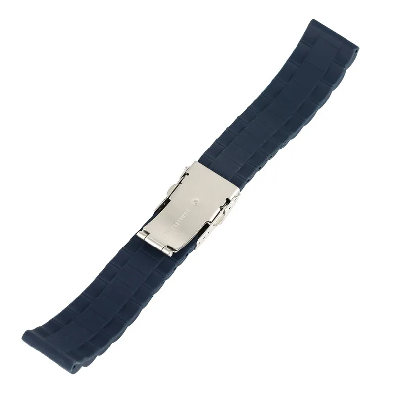 Аксессуар для часов, черный, синий силиконовый ремешок 18, 20, 22, 24 мм, резиновый ремешок для часов, сменный браслет для дайвера Waterpfoof, ремень, пружина Bars290Z