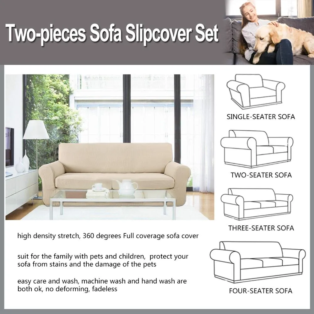 Fodera divano elasticizzata Copridivano in 2 pezzi Protezione mobili Divano in microfibra Super morbida e robusta con fondo elastico2708
