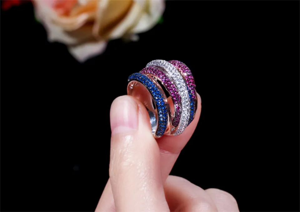 Donia gioielli anello di lusso moda linea geometrica rame micro-intarsiato colore zircone pieno designer creativo europeo e americano gif238Y